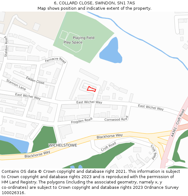 6, COLLARD CLOSE, SWINDON, SN1 7AS: Location map and indicative extent of plot