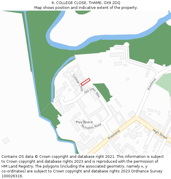 6, COLLEGE CLOSE, THAME, OX9 2DQ: Location map and indicative extent of plot