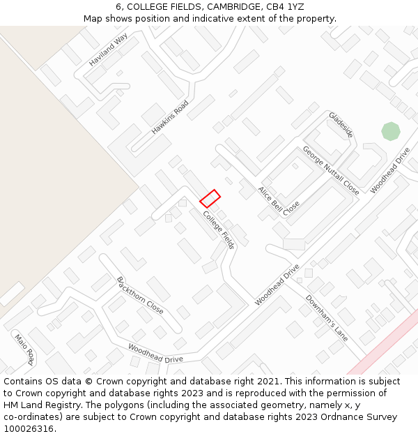 6, COLLEGE FIELDS, CAMBRIDGE, CB4 1YZ: Location map and indicative extent of plot