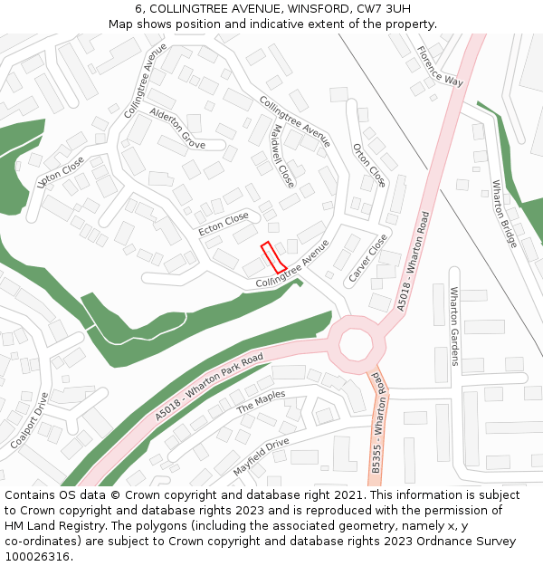 6, COLLINGTREE AVENUE, WINSFORD, CW7 3UH: Location map and indicative extent of plot
