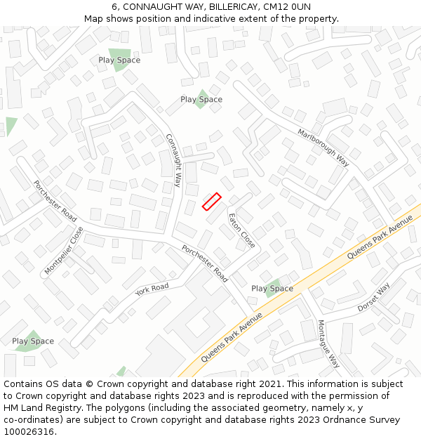6, CONNAUGHT WAY, BILLERICAY, CM12 0UN: Location map and indicative extent of plot