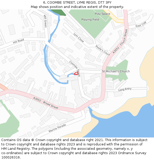 6, COOMBE STREET, LYME REGIS, DT7 3PY: Location map and indicative extent of plot