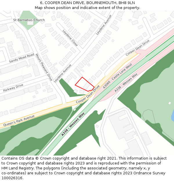6, COOPER DEAN DRIVE, BOURNEMOUTH, BH8 9LN: Location map and indicative extent of plot