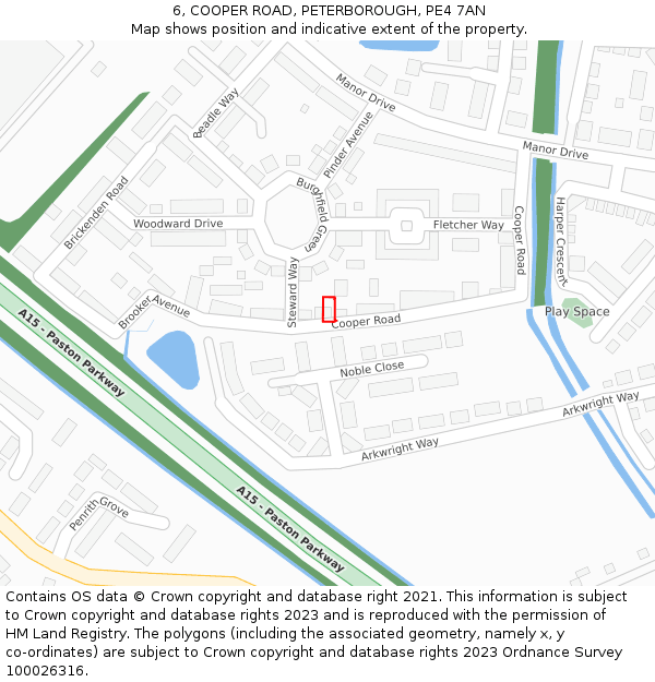 6, COOPER ROAD, PETERBOROUGH, PE4 7AN: Location map and indicative extent of plot