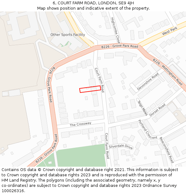 6, COURT FARM ROAD, LONDON, SE9 4JH: Location map and indicative extent of plot