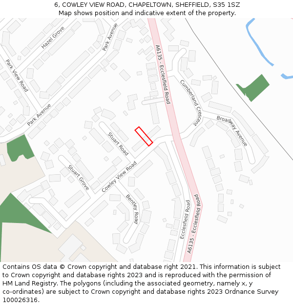 6, COWLEY VIEW ROAD, CHAPELTOWN, SHEFFIELD, S35 1SZ: Location map and indicative extent of plot