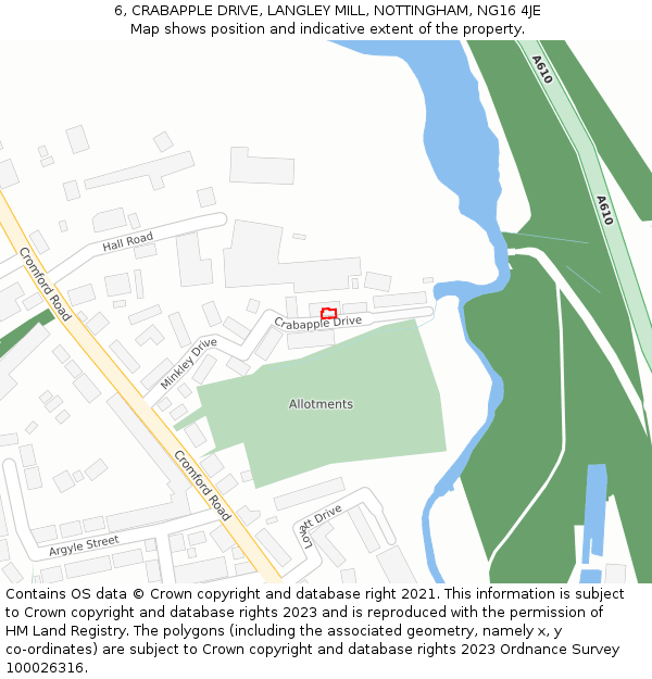 6, CRABAPPLE DRIVE, LANGLEY MILL, NOTTINGHAM, NG16 4JE: Location map and indicative extent of plot