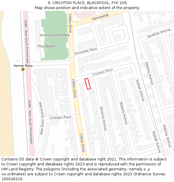 6, CRICHTON PLACE, BLACKPOOL, FY4 1NS: Location map and indicative extent of plot