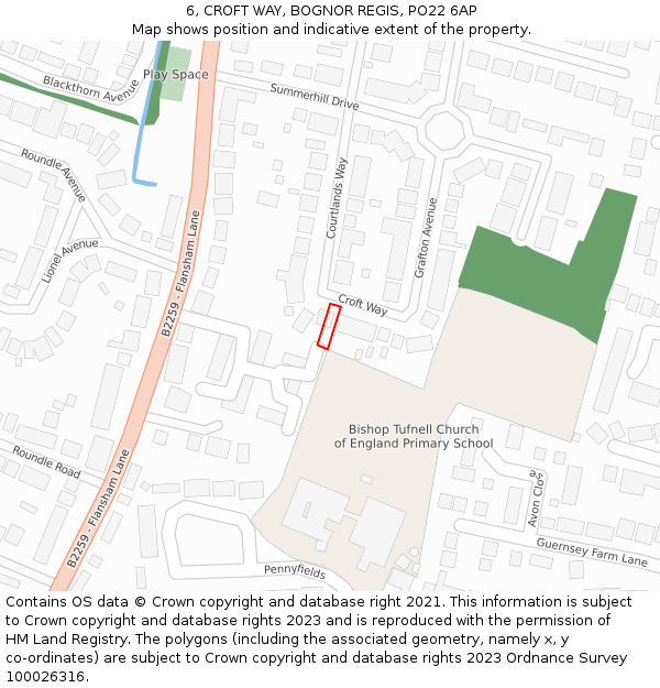 6, CROFT WAY, BOGNOR REGIS, PO22 6AP: Location map and indicative extent of plot