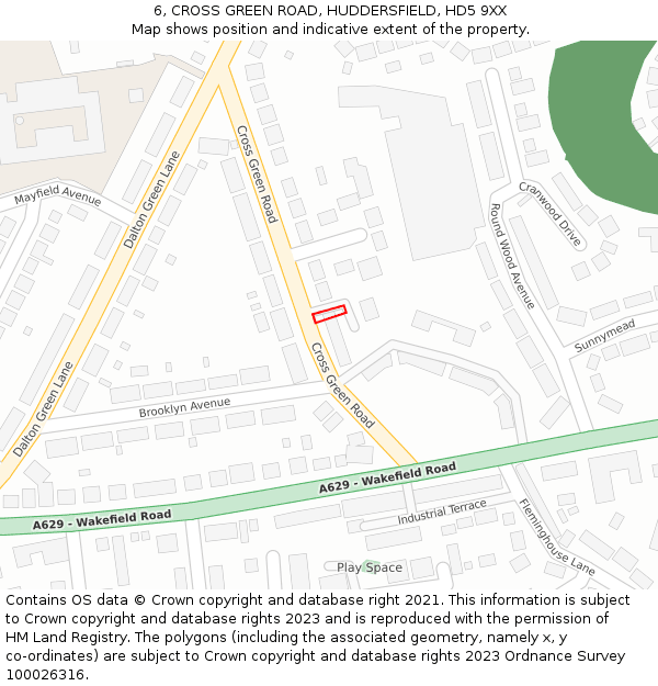 6, CROSS GREEN ROAD, HUDDERSFIELD, HD5 9XX: Location map and indicative extent of plot