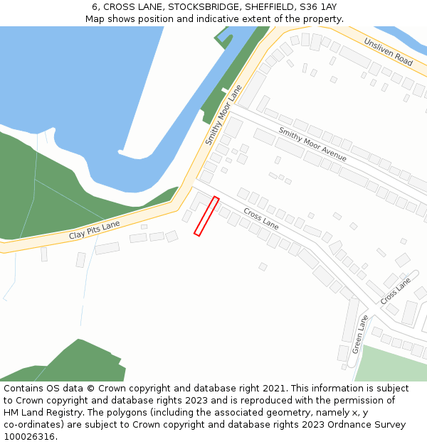 6, CROSS LANE, STOCKSBRIDGE, SHEFFIELD, S36 1AY: Location map and indicative extent of plot