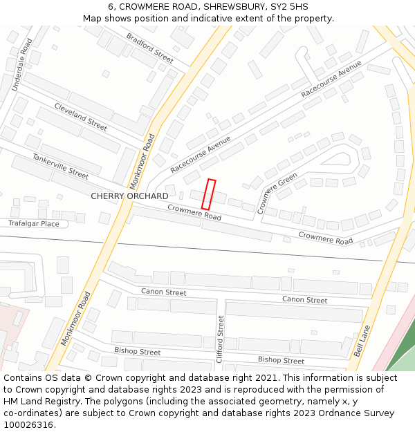 6, CROWMERE ROAD, SHREWSBURY, SY2 5HS: Location map and indicative extent of plot