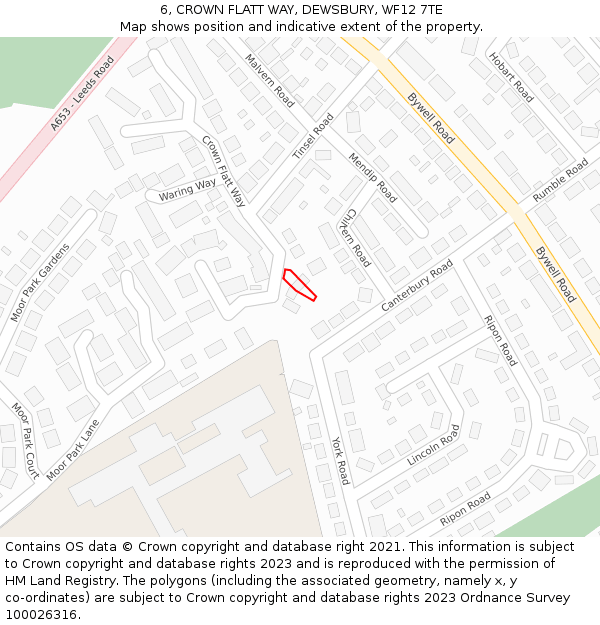 6, CROWN FLATT WAY, DEWSBURY, WF12 7TE: Location map and indicative extent of plot