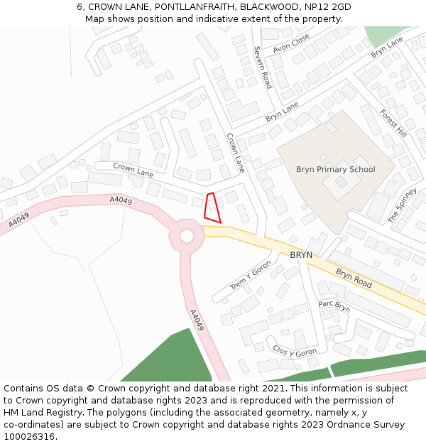 6, CROWN LANE, PONTLLANFRAITH, BLACKWOOD, NP12 2GD: Location map and indicative extent of plot