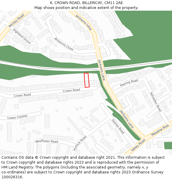 6, CROWN ROAD, BILLERICAY, CM11 2AE: Location map and indicative extent of plot