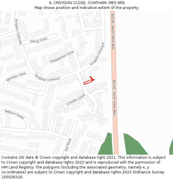 6, CROYDON CLOSE, CHATHAM, ME5 8RS: Location map and indicative extent of plot