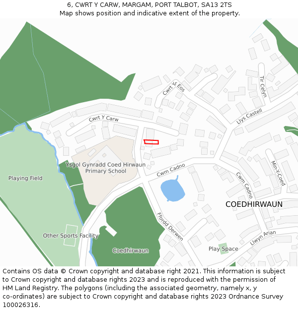 6, CWRT Y CARW, MARGAM, PORT TALBOT, SA13 2TS: Location map and indicative extent of plot