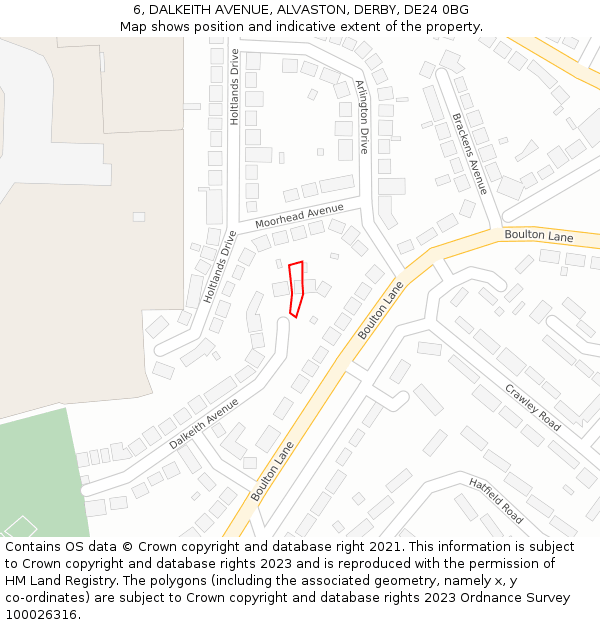 6, DALKEITH AVENUE, ALVASTON, DERBY, DE24 0BG: Location map and indicative extent of plot