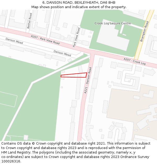 6, DANSON ROAD, BEXLEYHEATH, DA6 8HB: Location map and indicative extent of plot