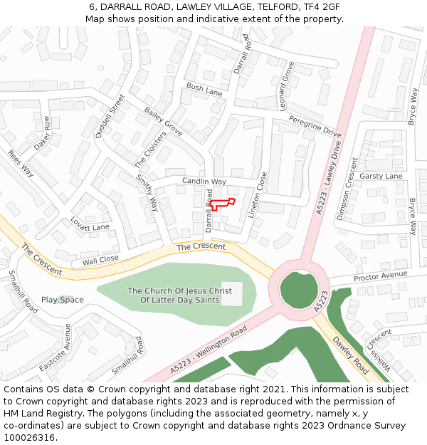 6, DARRALL ROAD, LAWLEY VILLAGE, TELFORD, TF4 2GF: Location map and indicative extent of plot