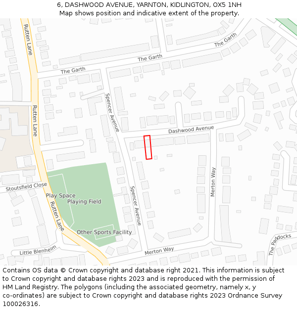 6, DASHWOOD AVENUE, YARNTON, KIDLINGTON, OX5 1NH: Location map and indicative extent of plot