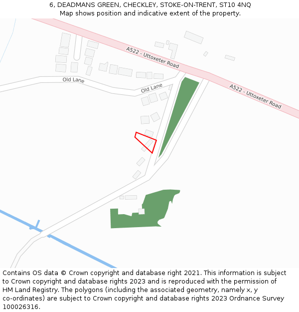 6, DEADMANS GREEN, CHECKLEY, STOKE-ON-TRENT, ST10 4NQ: Location map and indicative extent of plot