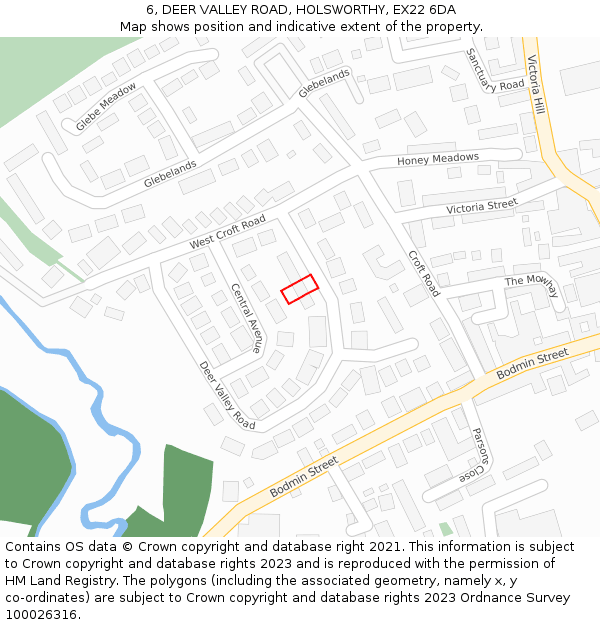 6, DEER VALLEY ROAD, HOLSWORTHY, EX22 6DA: Location map and indicative extent of plot