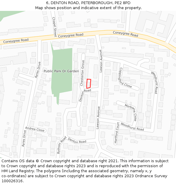 6, DENTON ROAD, PETERBOROUGH, PE2 8PD: Location map and indicative extent of plot