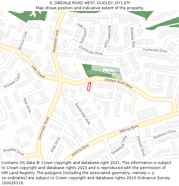 6, DIBDALE ROAD WEST, DUDLEY, DY1 2TF: Location map and indicative extent of plot