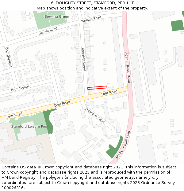 6, DOUGHTY STREET, STAMFORD, PE9 1UT: Location map and indicative extent of plot