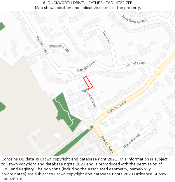 6, DUCKWORTH DRIVE, LEATHERHEAD, KT22 7FR: Location map and indicative extent of plot