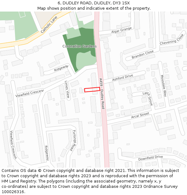 6, DUDLEY ROAD, DUDLEY, DY3 1SX: Location map and indicative extent of plot