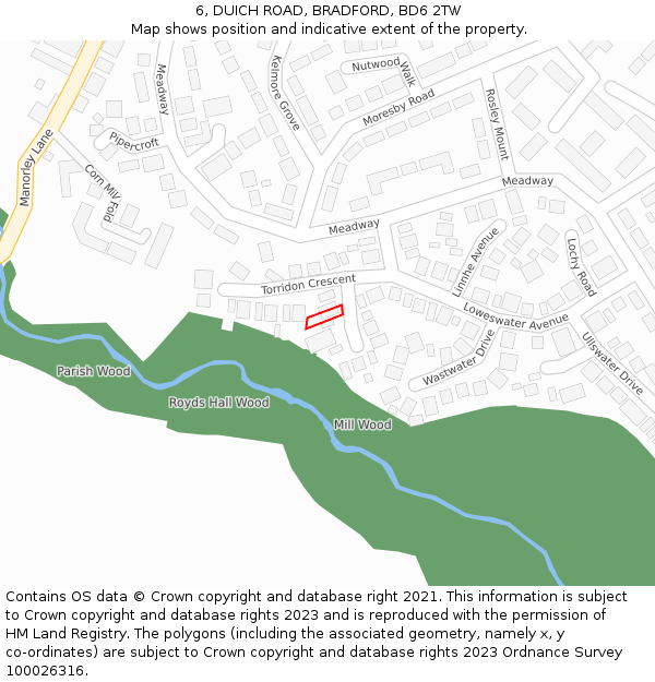 6, DUICH ROAD, BRADFORD, BD6 2TW: Location map and indicative extent of plot
