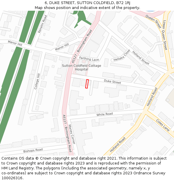 6, DUKE STREET, SUTTON COLDFIELD, B72 1RJ: Location map and indicative extent of plot