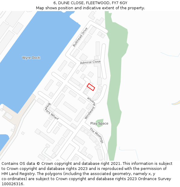 6, DUNE CLOSE, FLEETWOOD, FY7 6GY: Location map and indicative extent of plot