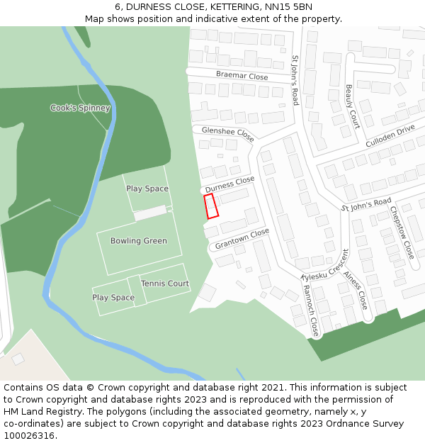 6, DURNESS CLOSE, KETTERING, NN15 5BN: Location map and indicative extent of plot