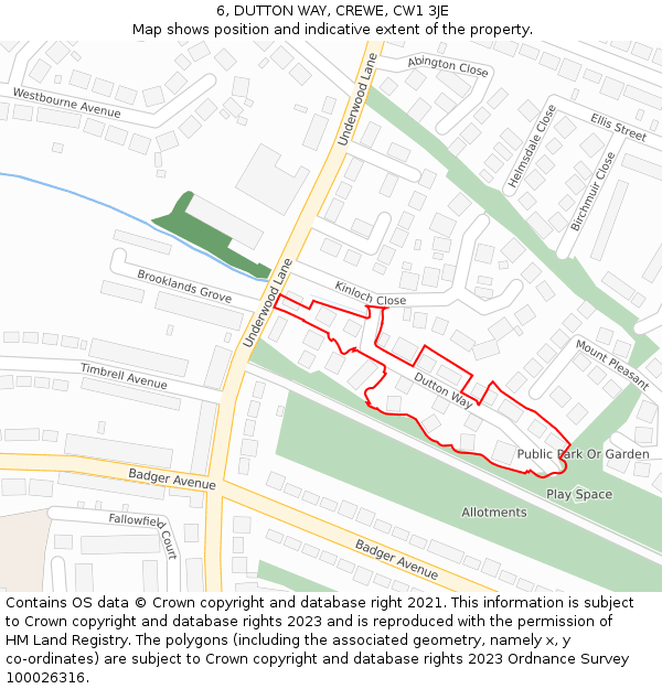 6, DUTTON WAY, CREWE, CW1 3JE: Location map and indicative extent of plot