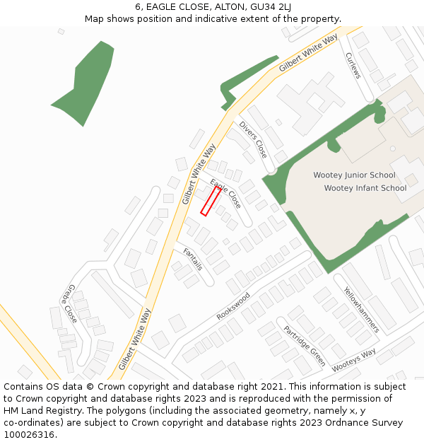 6, EAGLE CLOSE, ALTON, GU34 2LJ: Location map and indicative extent of plot