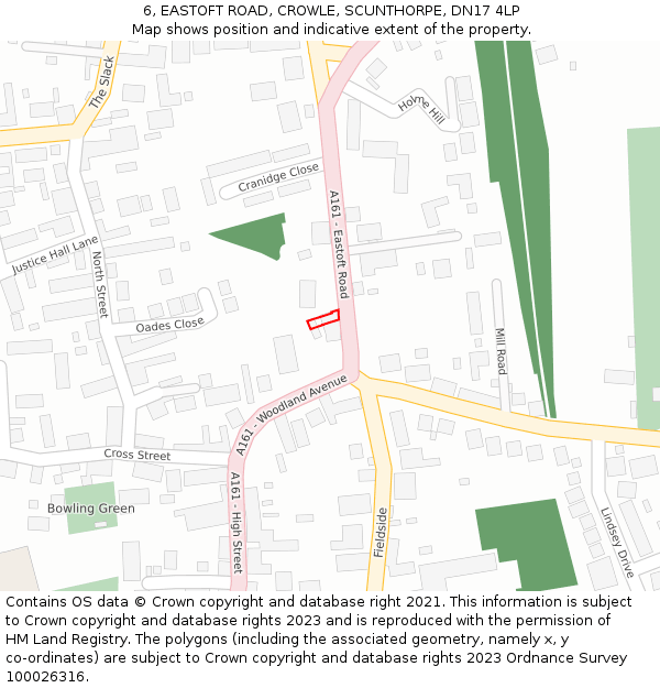 6, EASTOFT ROAD, CROWLE, SCUNTHORPE, DN17 4LP: Location map and indicative extent of plot