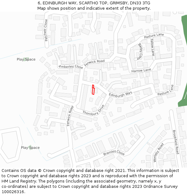 6, EDINBURGH WAY, SCARTHO TOP, GRIMSBY, DN33 3TG: Location map and indicative extent of plot
