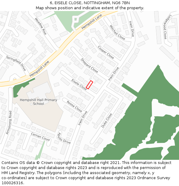 6, EISELE CLOSE, NOTTINGHAM, NG6 7BN: Location map and indicative extent of plot
