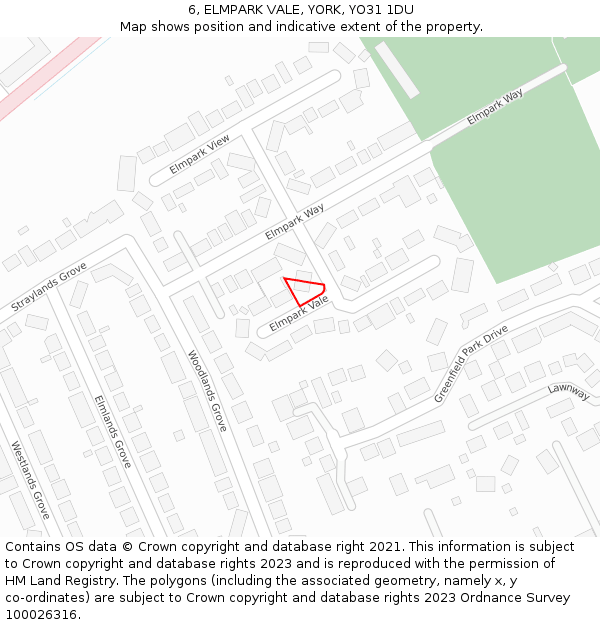6, ELMPARK VALE, YORK, YO31 1DU: Location map and indicative extent of plot
