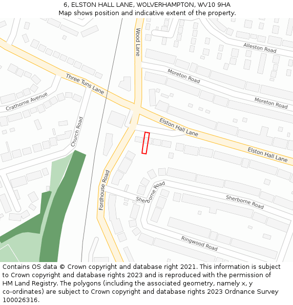 6, ELSTON HALL LANE, WOLVERHAMPTON, WV10 9HA: Location map and indicative extent of plot