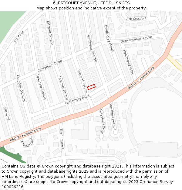 6, ESTCOURT AVENUE, LEEDS, LS6 3ES: Location map and indicative extent of plot