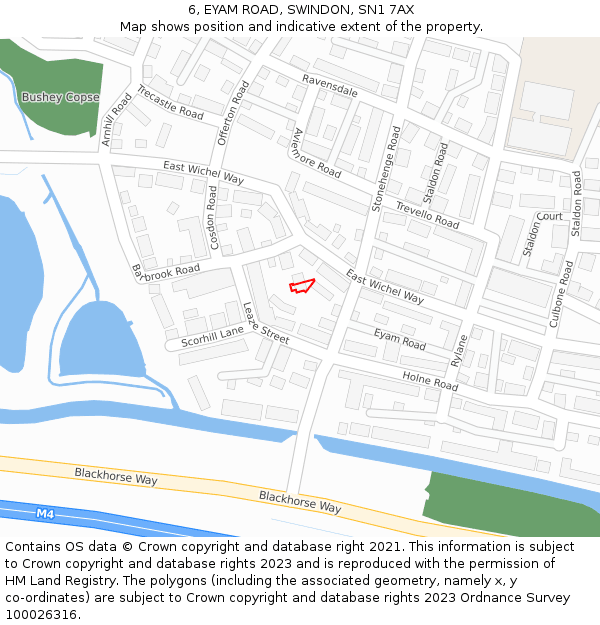 6, EYAM ROAD, SWINDON, SN1 7AX: Location map and indicative extent of plot