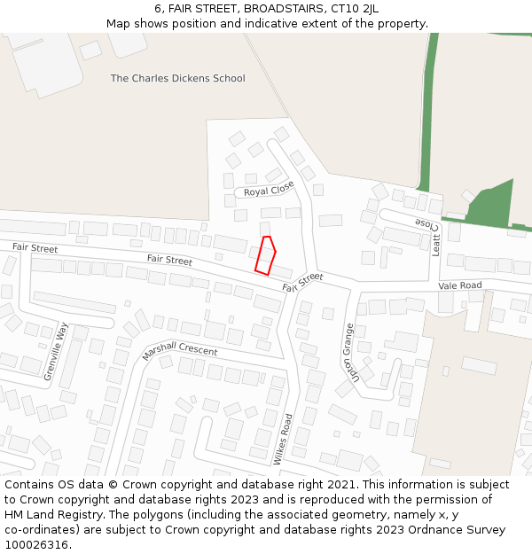 6, FAIR STREET, BROADSTAIRS, CT10 2JL: Location map and indicative extent of plot