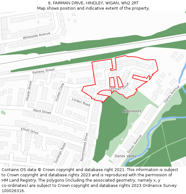 6, FAIRMAN DRIVE, HINDLEY, WIGAN, WN2 2RT: Location map and indicative extent of plot