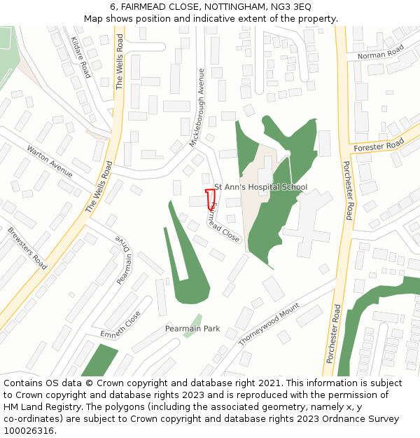 6, FAIRMEAD CLOSE, NOTTINGHAM, NG3 3EQ: Location map and indicative extent of plot