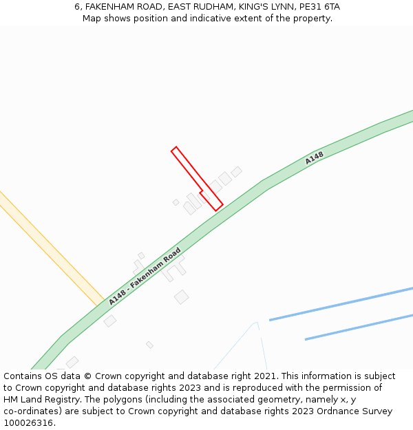 6, FAKENHAM ROAD, EAST RUDHAM, KING'S LYNN, PE31 6TA: Location map and indicative extent of plot