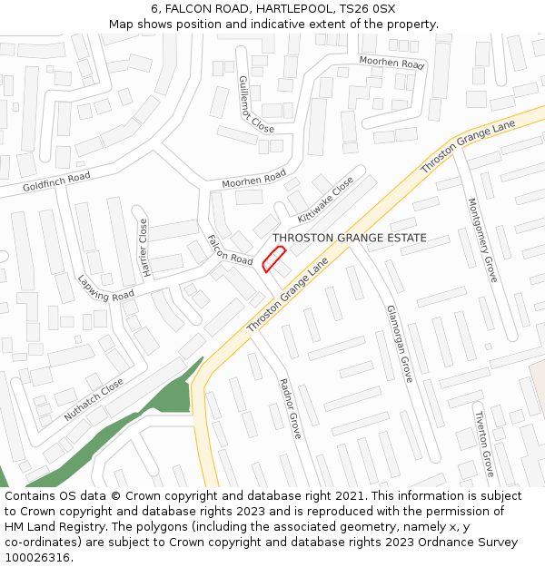 6, FALCON ROAD, HARTLEPOOL, TS26 0SX: Location map and indicative extent of plot